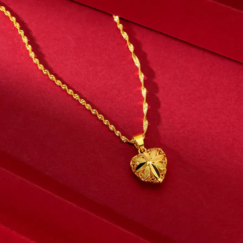 Brass Plated Gold Heart Necklace