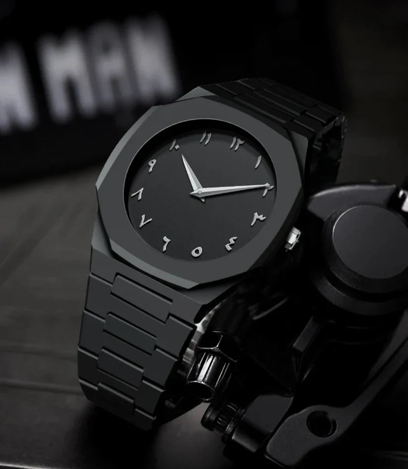 Men's Waterproof Quartz Watch with Retro Arabic Dial and Soft Touch Strap